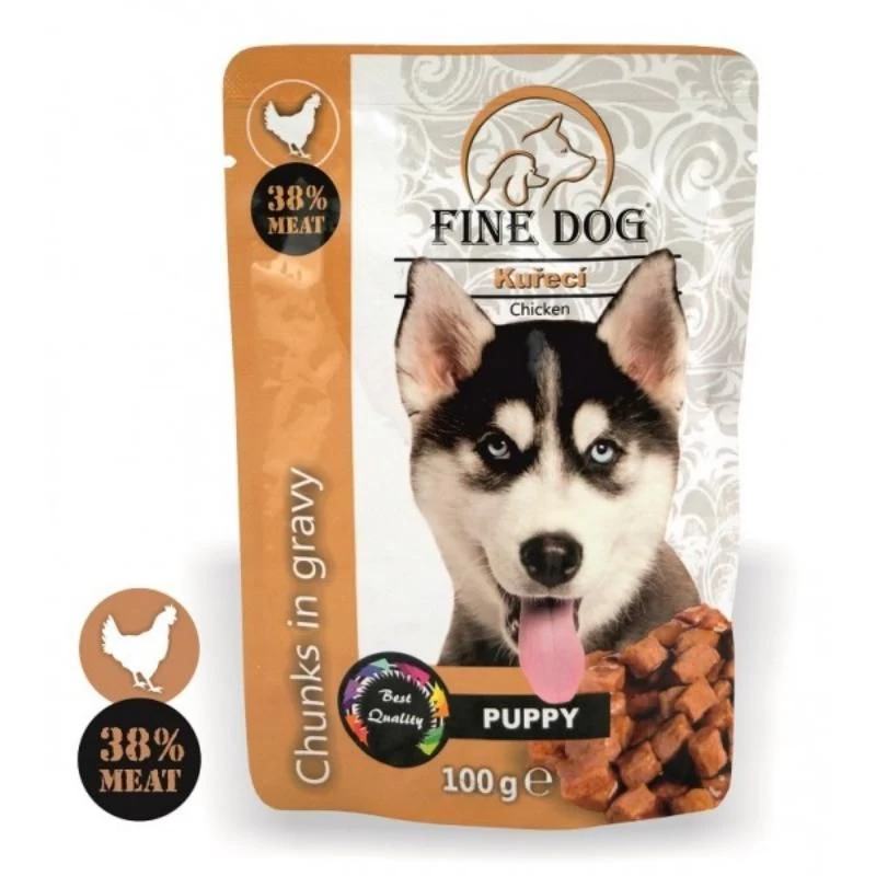 FINE DOG konservas šuniukams su vištiena 100g 22vnt, RAP8032