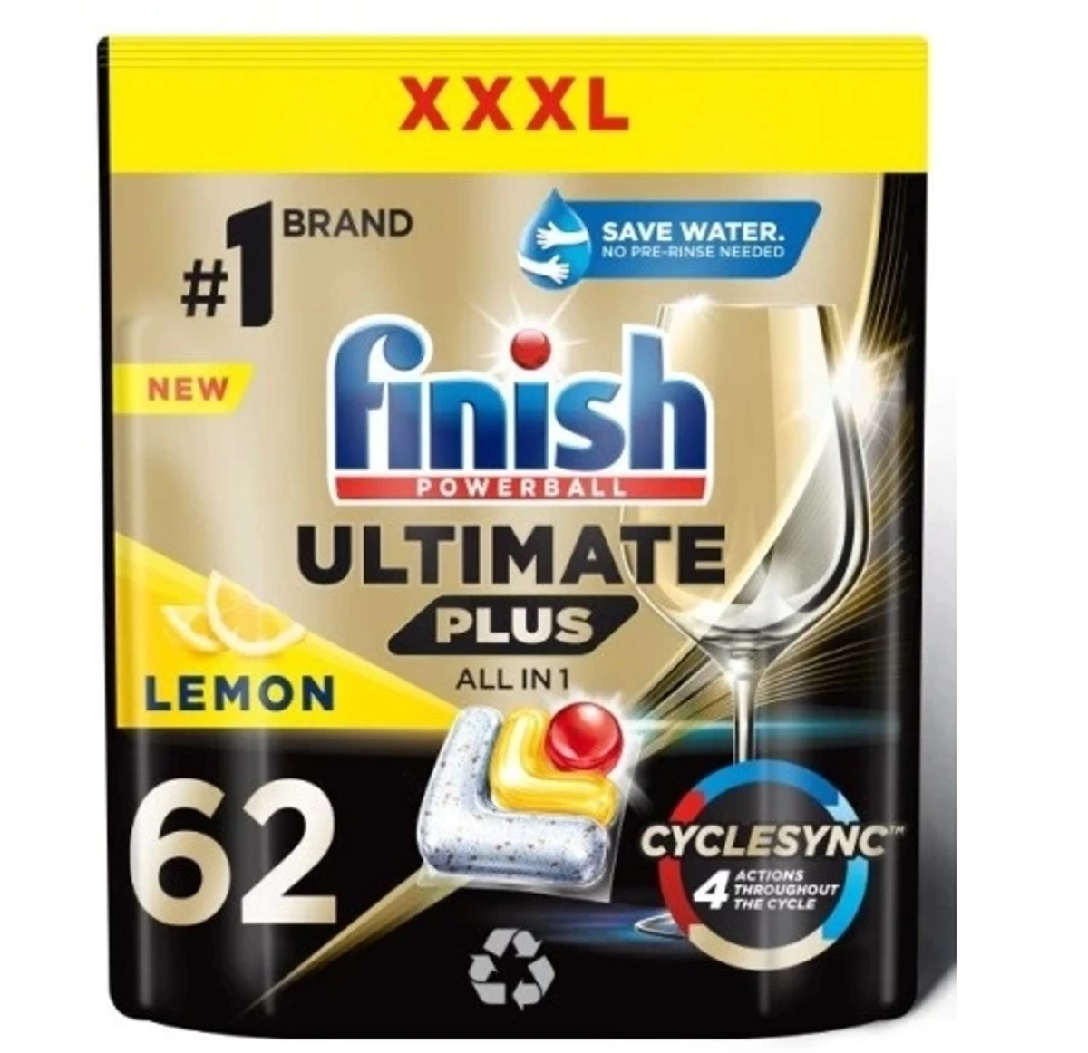 Finish Ultimate Plus Indų Ploviklio Kapsulės Powerball Aio Lemon 62 Vnt.