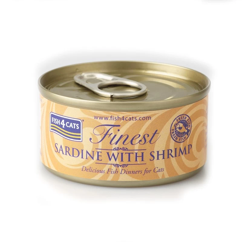 FISH4CATS šlapias kačių maistas, sardinės su krevetėmis, 70g