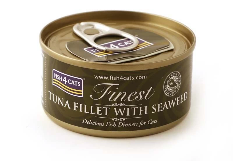 FISH4CATS Tuna fillet su jūros dumbliais, šlapias kačių maistas, 70g
