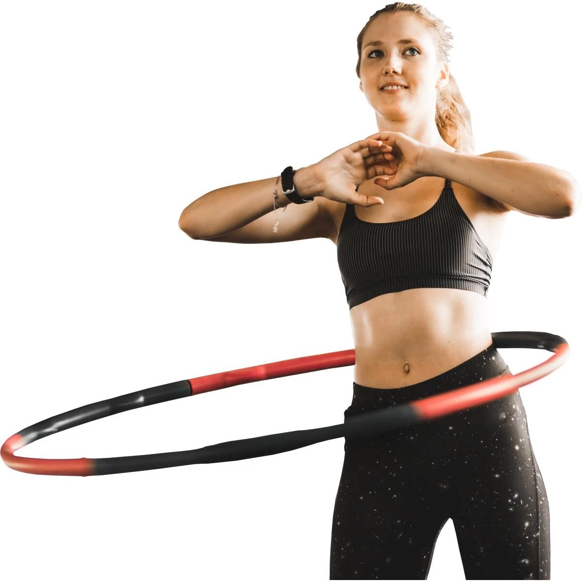 Fitneso Hula Hop 100cm Neoprenas Grynas 2 Pagerinti