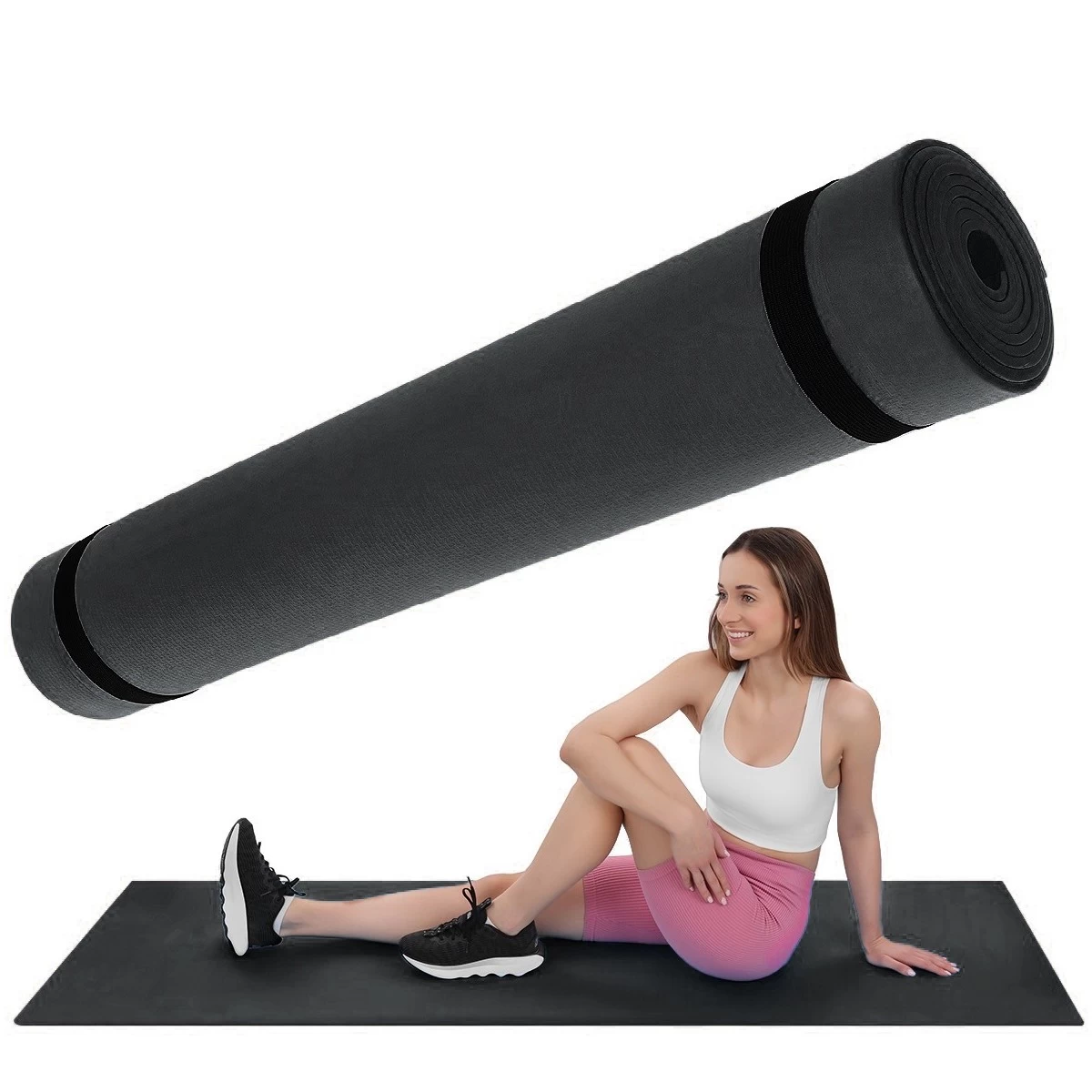 Fitness Joga Pilates Kilimėlis Eva 180x60x0,4cm Black