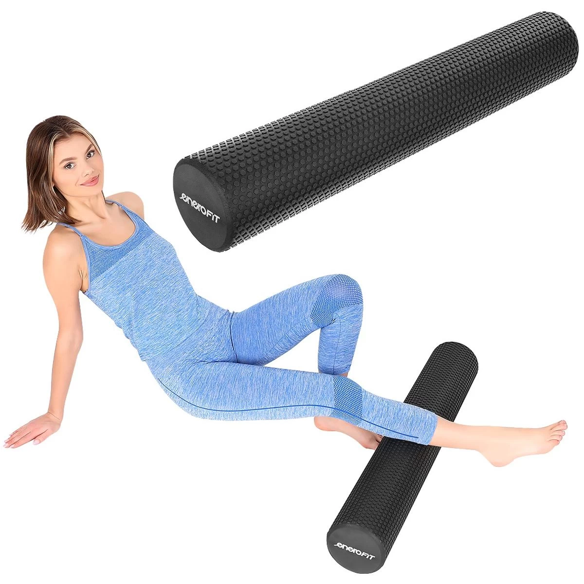 Fitness Roller Yoga Eva 15x90cm Su Enero Fit Irklentėmis
