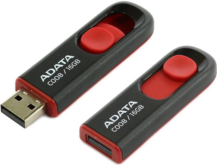 flash Atmintinė A-data C008 (16 Gb /usb 2.0 / Juoda / Raudona )