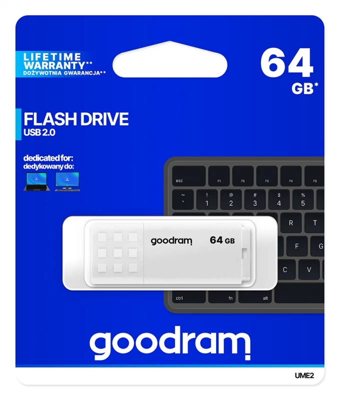 Flash Atmintinė Goodram Ume2 64 Gb (64 Gb /usb 2.0 / Balta )