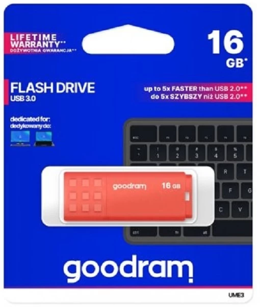 Flash Atmintinė Goodram Ume3 16 Gb Orange (16 Gb /usb 3.0/oranžinė )