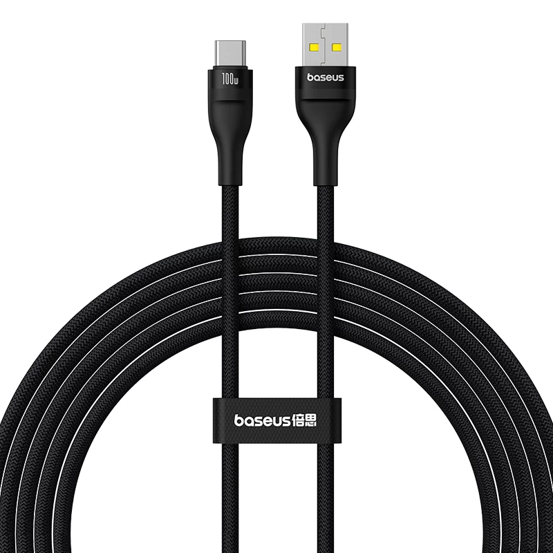Flash Kabelis 2 Usb-a - Usb-c 100w 2 M - Juodas