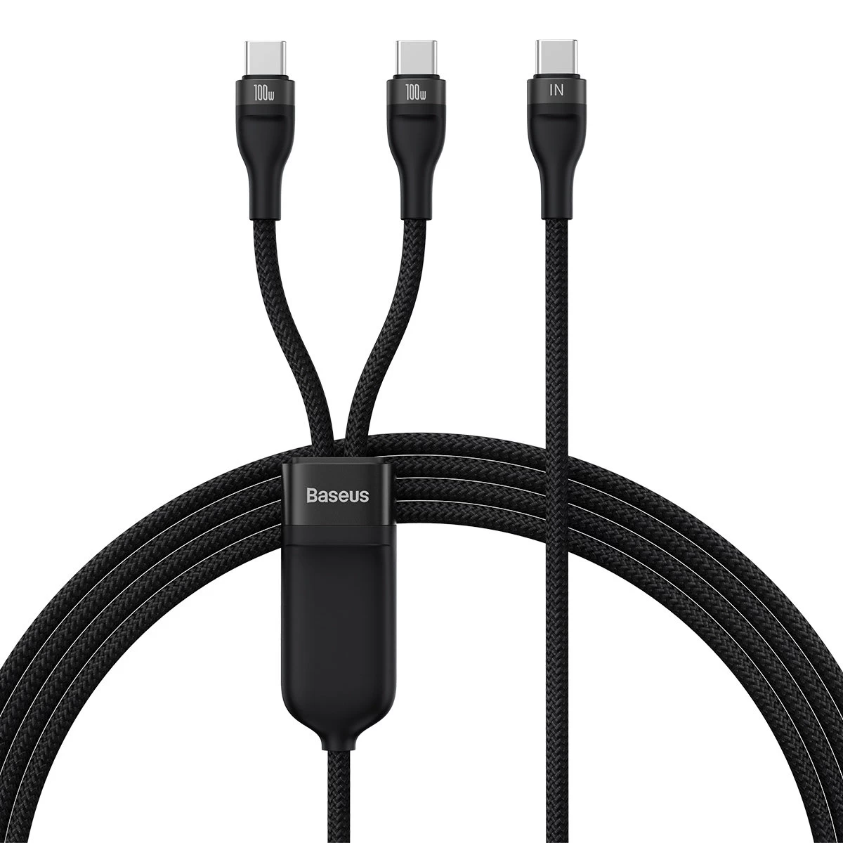 Flash Series 2in1 Usb-c 2xusb-c Greitojo įkrovimo Kabelis 100w 1,5 M Juodas