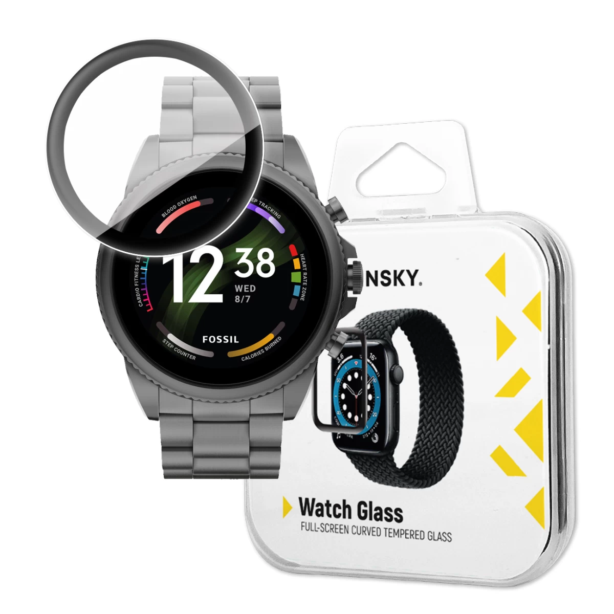 fossil Gen 6 Viso Ekrano 9h Grūdintas Stiklas Su Juodu full Glue Rėmeliu