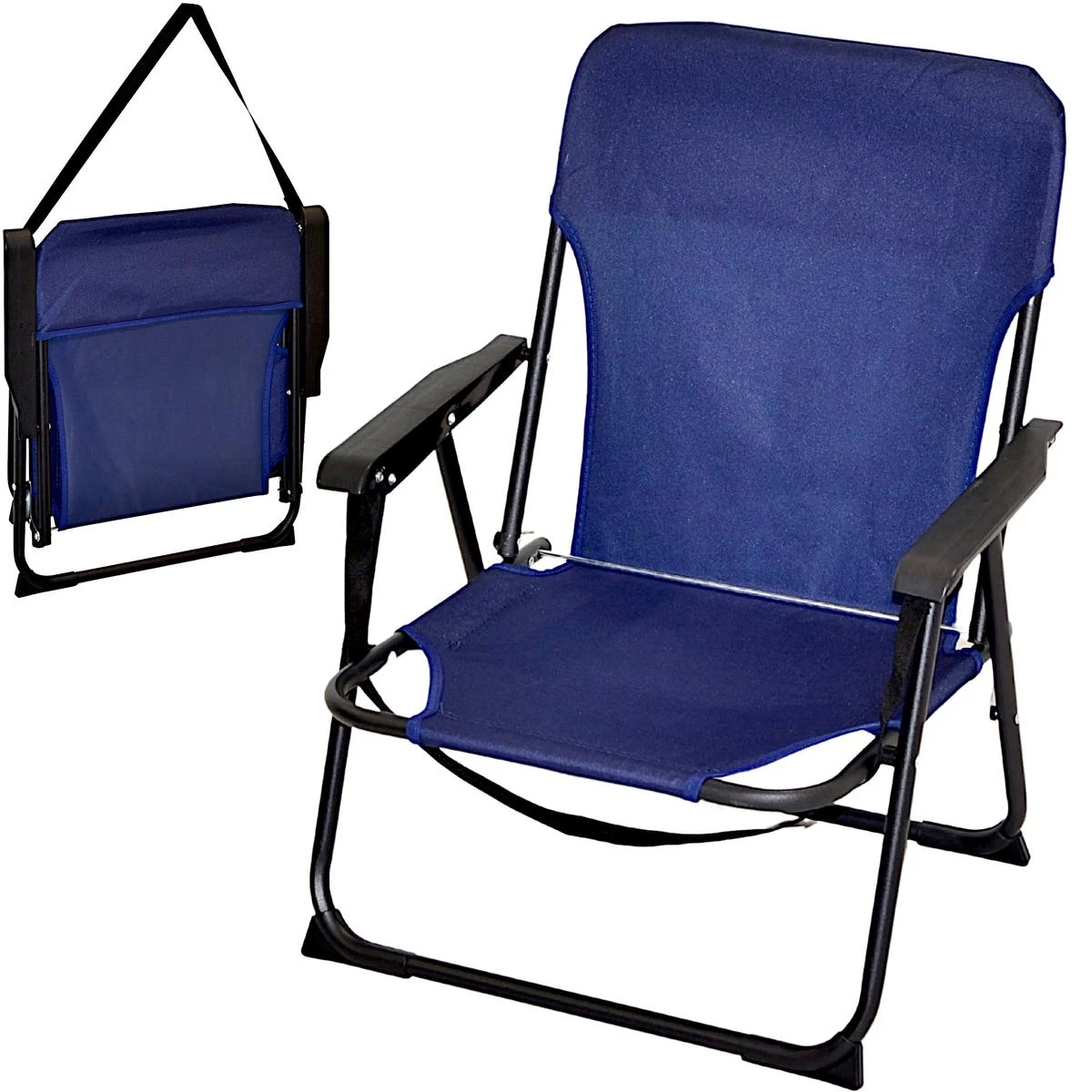 Fotelis Paplūdimio Kėdė Su Porankiais 52x54x26/66cm Sulankstomas Mėlynas