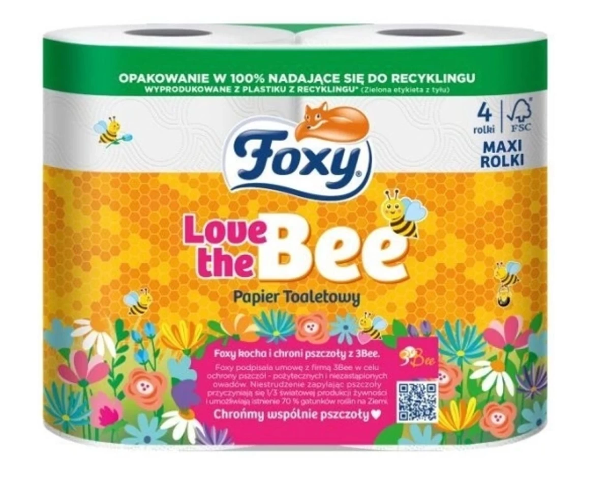 Foxy Love The Bee Tualetinis Popierius, 4 Ritinėliai