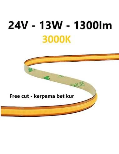 Free CUT - COB LED juosta 13W - 24V - 3000K - 528LEDs/m CRI90