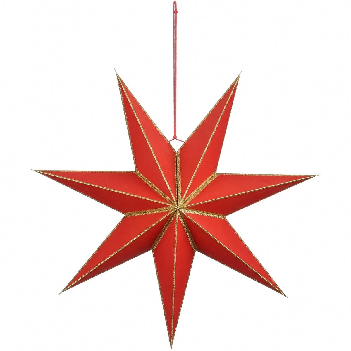 Fsc Pakabinama Popierinė Dekoratyvinė žvaigždė 18x60 Cm Raudona 7 Rėmų Mica