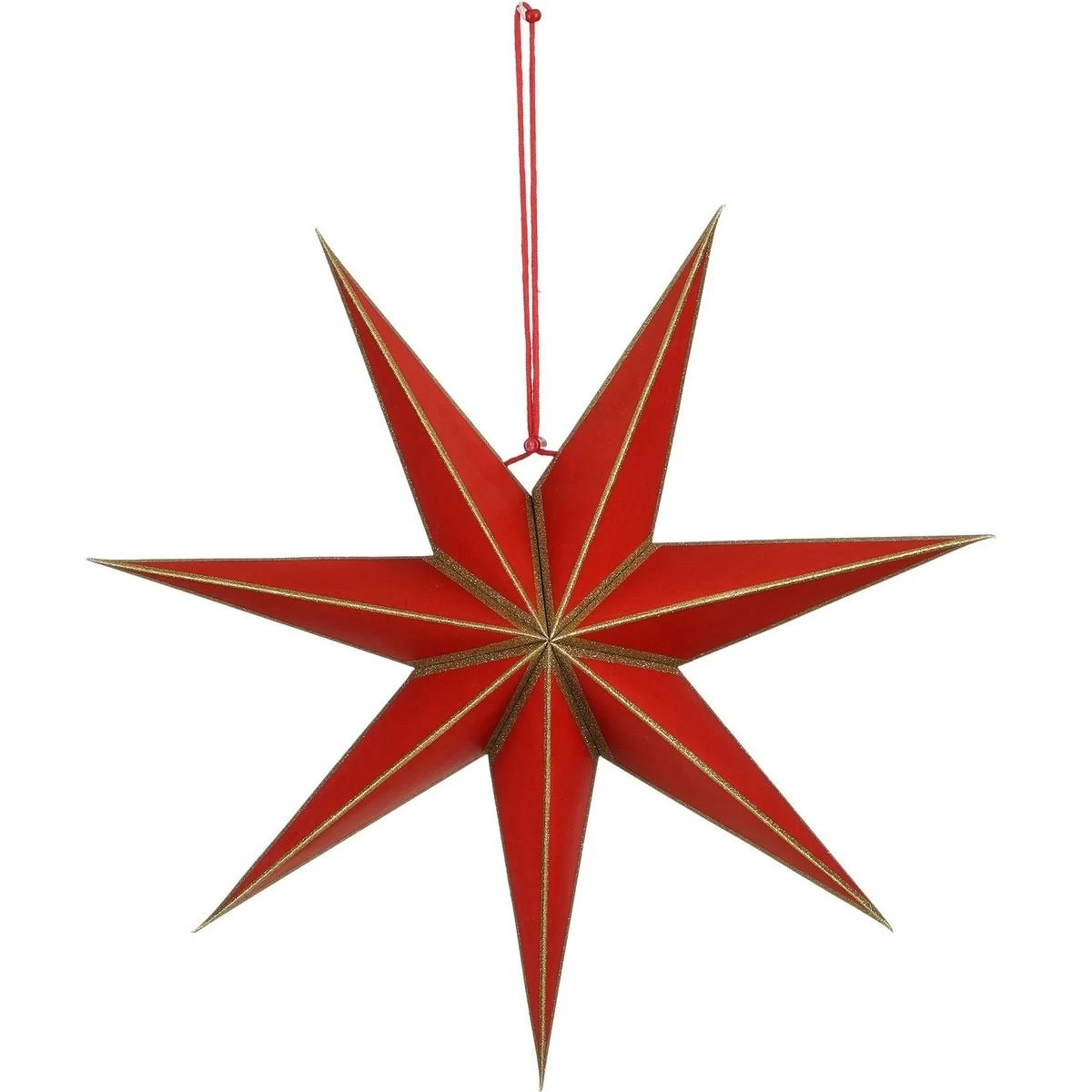 Fsc Pakabinamas Popierius Dekoratyvinė žvaigždė 14x45 Cm Raudona 7 Rėmų Mica