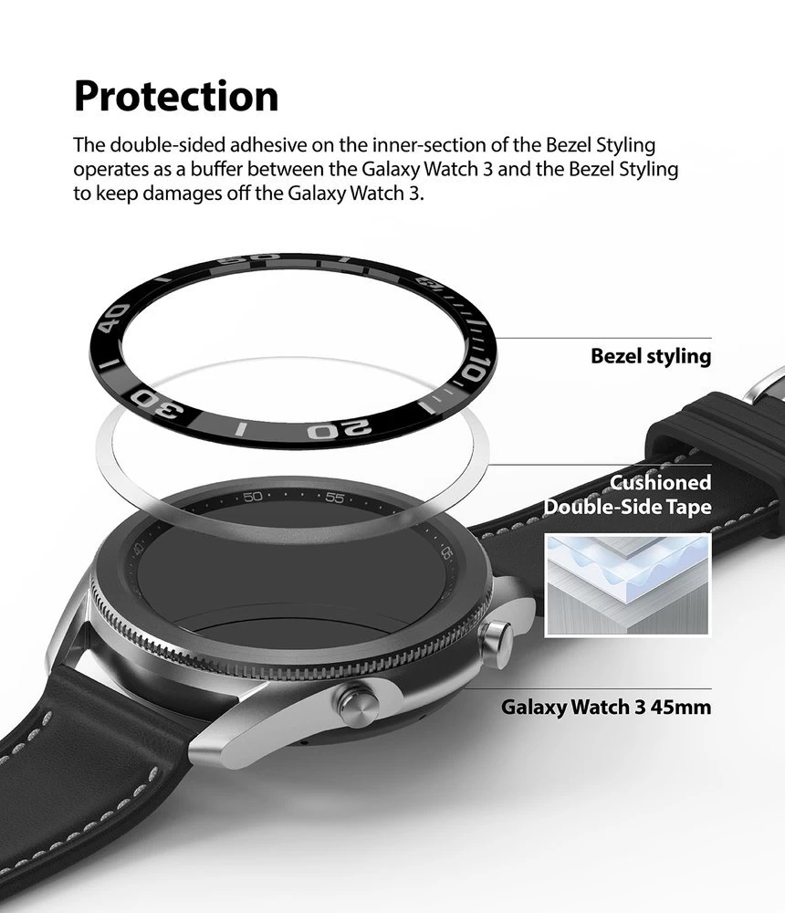 galaxy Watch 3 45 Mm Rėmelio žiedas, Skirtas galaxy Watch 3 45 Mm Rėmelio Stiliui, Juodas
