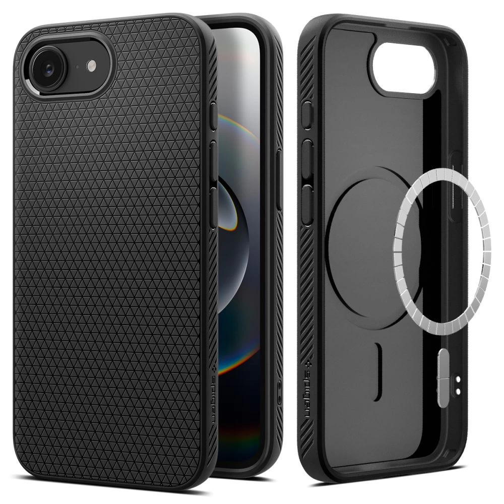 Galinis Dėklas iphone 16e Liquid Air Magsafe - Matinės Juodos Spalvos