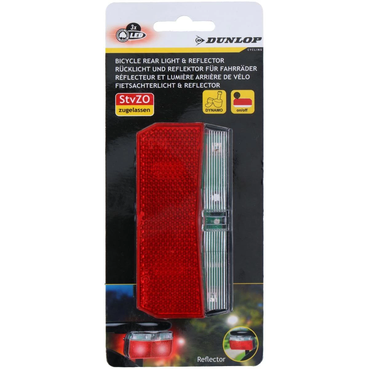Galinis Dviračio žibintas 3 Led Smd Dunlop Dinamo Maitinimo šaltinis