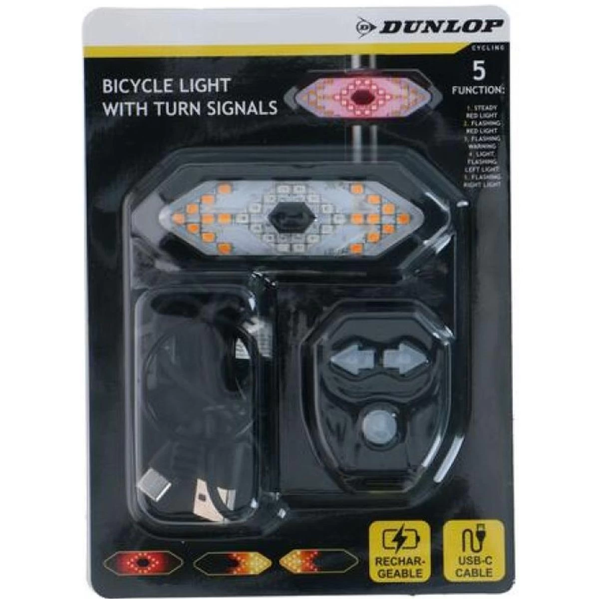 Galinis Dviračio žibintas Su Led Indikatoriumi įkrovimo Usb Dunlop