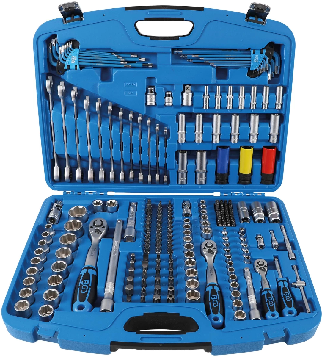 Galvučių ir raktų komplektas | terkšliniai veržliarakčiai | 6,3 mm (1/4) / 10 mm (3/8) / 12,5 mm (1/2) | 218 vnt. (8820)