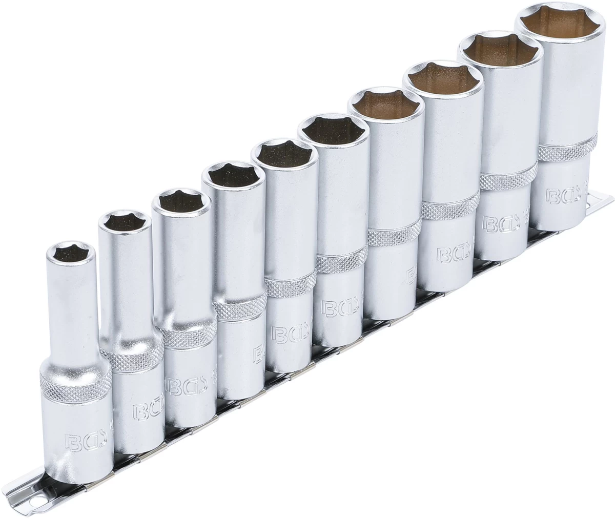 Galvučių rinkinys, šešiakampės, ilgos | 12,5 mm (1/2) | coliniai dydžiai | 10 vnt. (2435) Galvučių rinkinys, šešiakampės, ilgos | 12,5 mm (1/2) | coliniai dydžiai | 10 vnt. (2435)