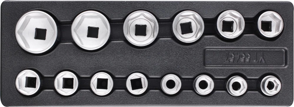 Galvučių rinkinys su dėklu | 20 mm (3/4) | 19 - 55 mm | 8 vnt. (YT-55457)