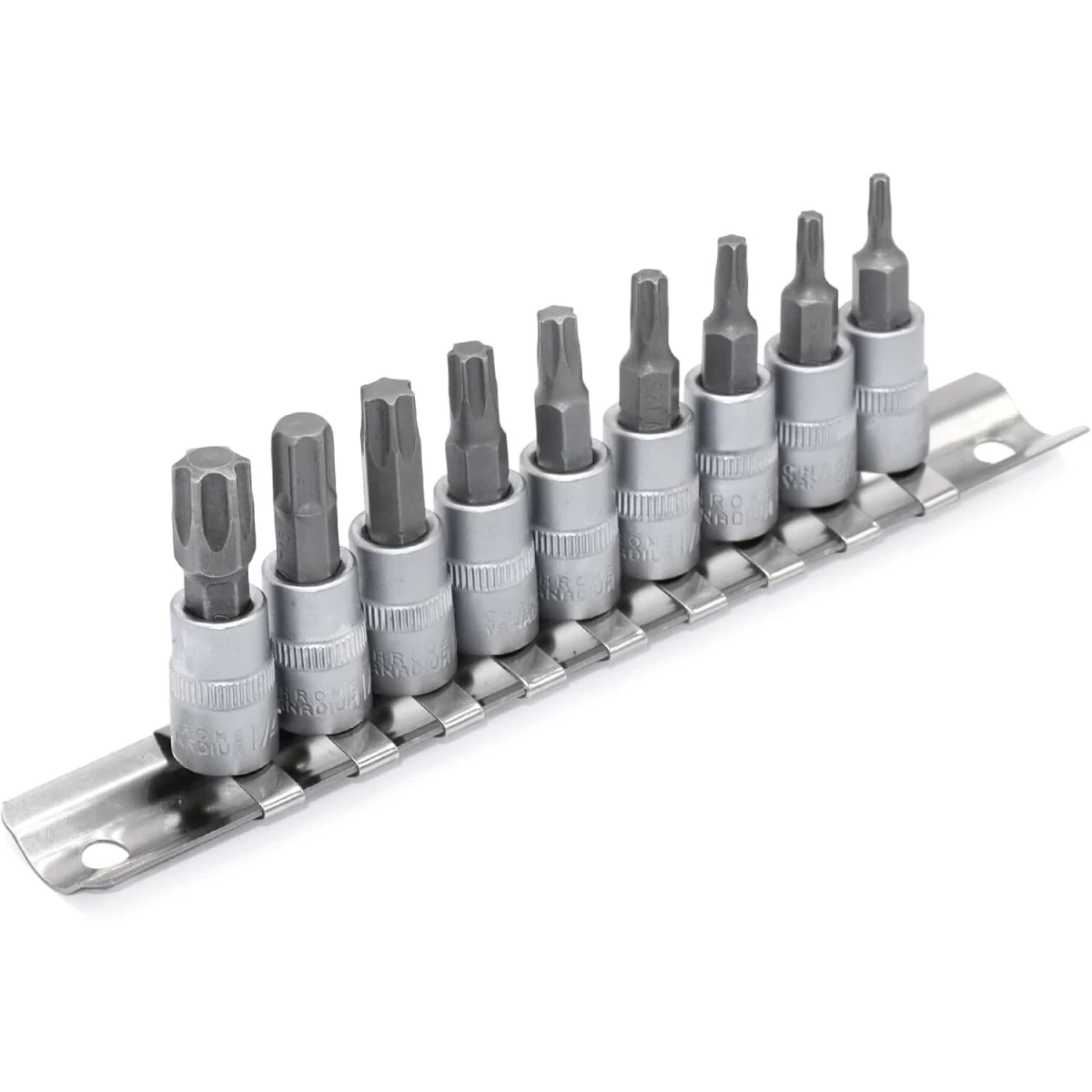 Galvučių su antgaliu rinkinys 1/4 (T-10-T-60)(torx) 9vnt.