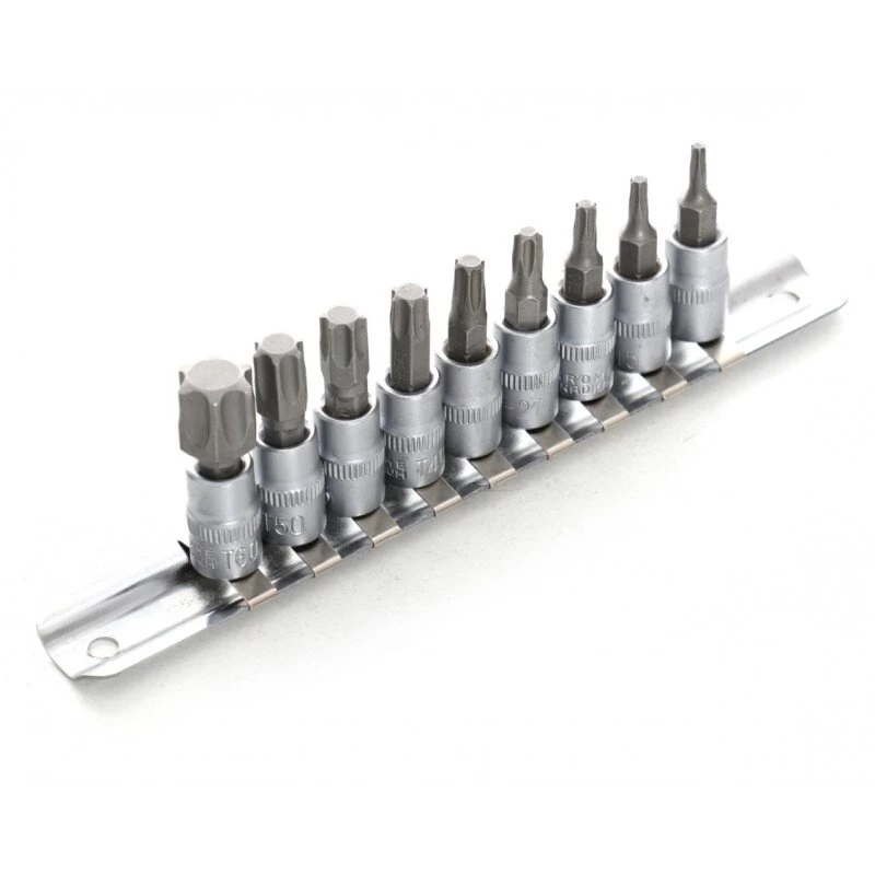 Galvučių su antgaliu rinkinys 1/4 (torx)(9vnt)