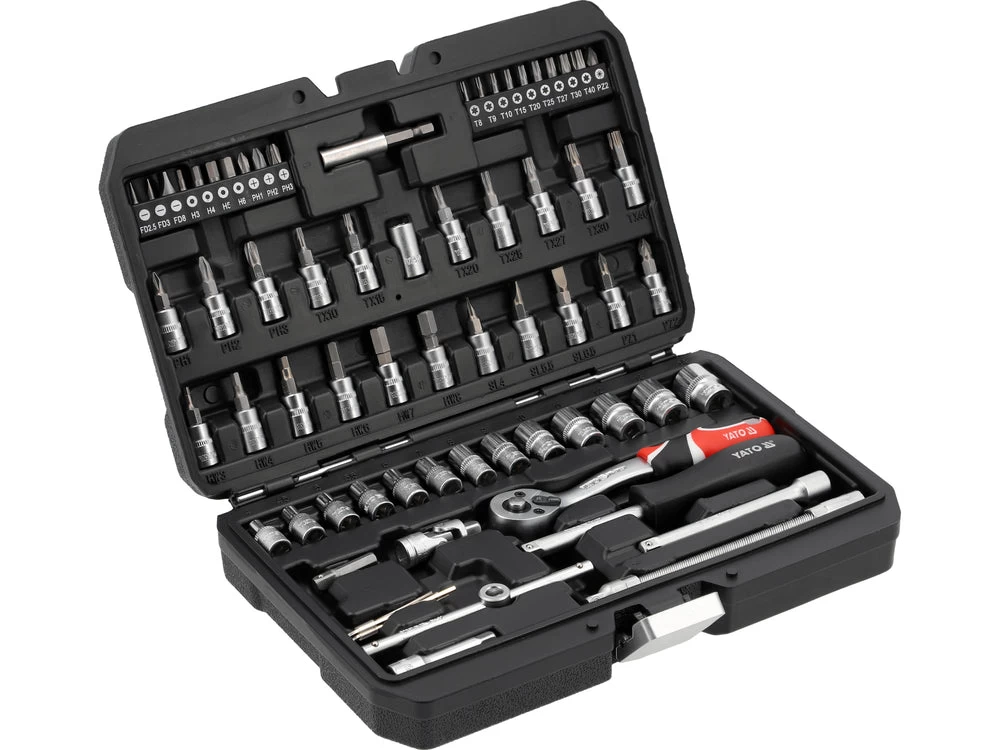 Galvučių su terkšle rinkinys | 6.3 mm (1/4) | 68 vnt (YT-14502)