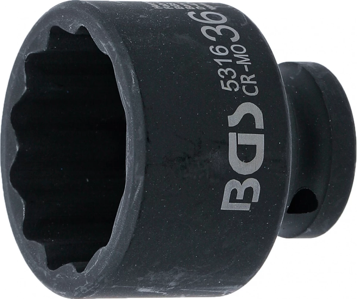 Galvutė smūginė | 12 kampų | 12,5 mm (1/2) | 36 mm (5316)