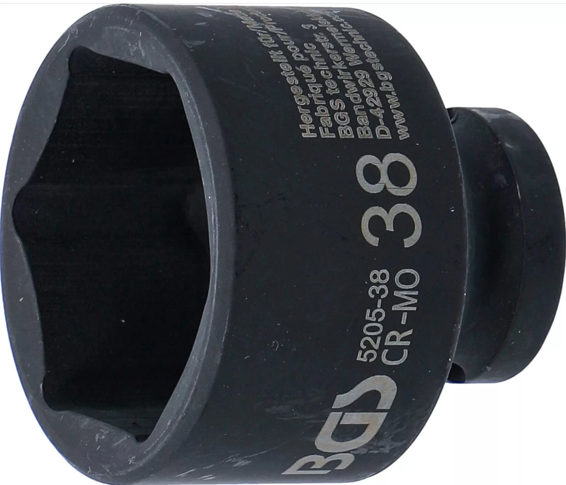 Galvutė smūginė šešiakampė | 12,5 mm (1/2) | 38 mm (5205-38)