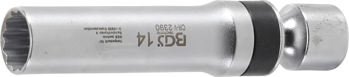 Galvutė žvakėms šarnyrinė 12 kampų | su atramine spyruokle 10 mm (3/8) | 14 mm (2390)