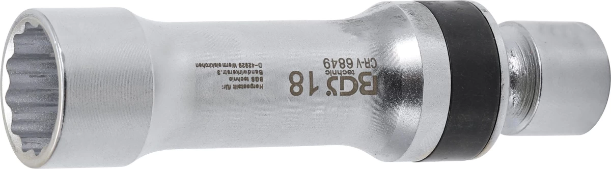 Galvutė žvakėms šarnyrinė 12 kampų | su atramine spyruokle 10 mm (3/8) | 18 mm (6849)