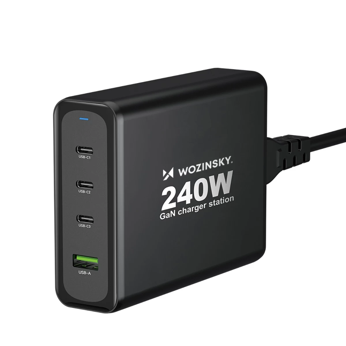 Gan 240w Usb-a 3x Usb-c Tinklo įkroviklis, Juodas