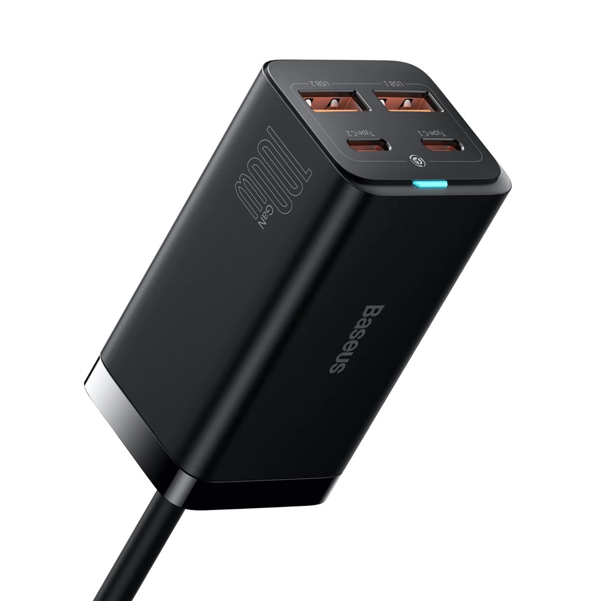 Gan 2x Usb-c 2x Usb 100w Qc 4.0+ Afc Greitasis Universalusis įkroviklis Juodas