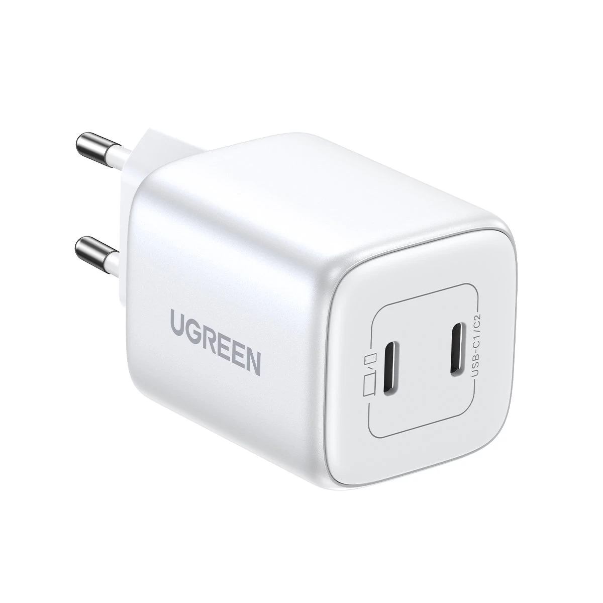 Gan 2x Usb-c 45w Qc Pd Greitasis įkroviklis Baltos Spalvos