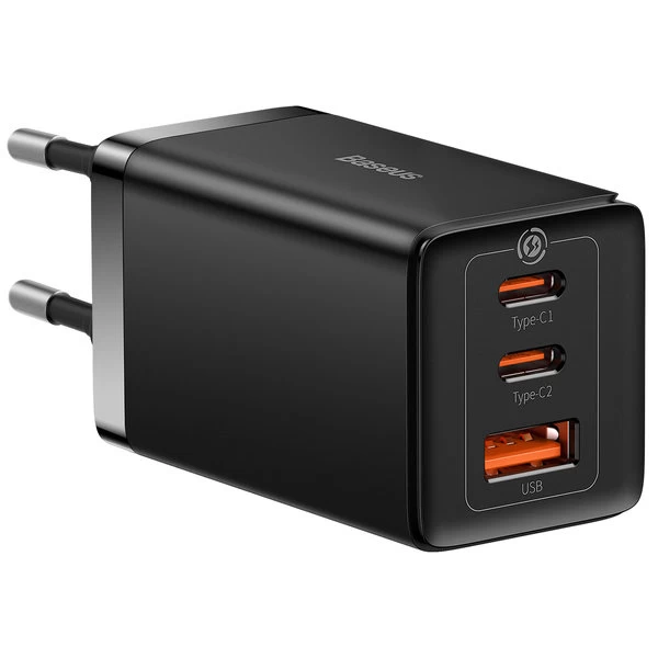 Gan 2x Usb-c Usb Greitasis įkroviklis 65w + Usb-c Kabelis, Juodas