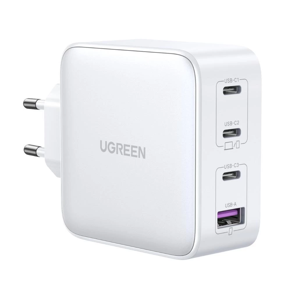 Gan 3x Usb-c Usb Greitasis įkroviklis 100w Pps Pd Power Delivery Baltas
