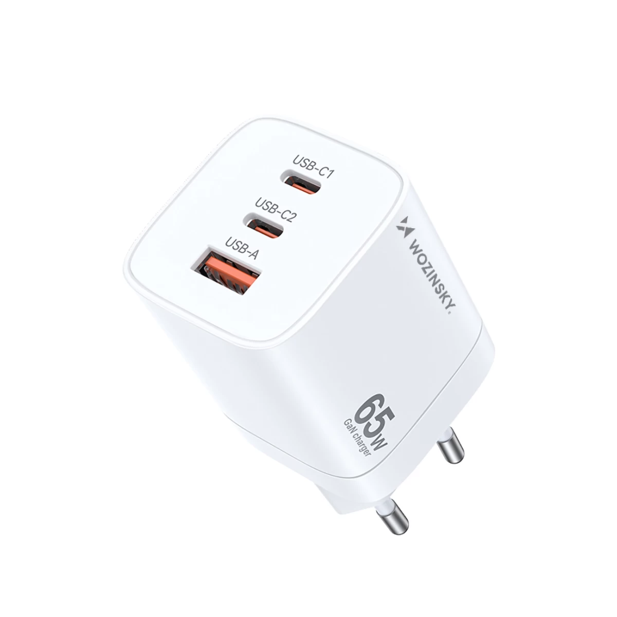 Gan 65w 100-240v Usb-a 2x Usb-c Tinklo įkroviklis, Baltas
