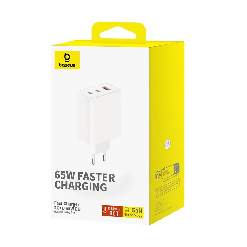 Gan Cube Pro 65w 2x Usb-c Usb-a Tinklo įkroviklis, Baltas