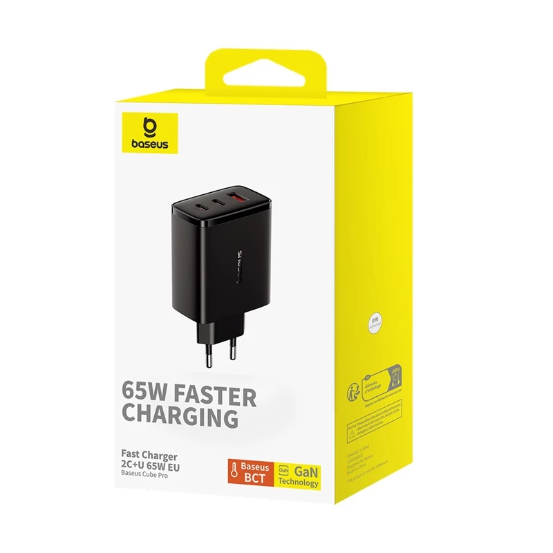 Gan Cube Pro 65w 2x Usb-c Usb-a Tinklo įkroviklis, Juodas