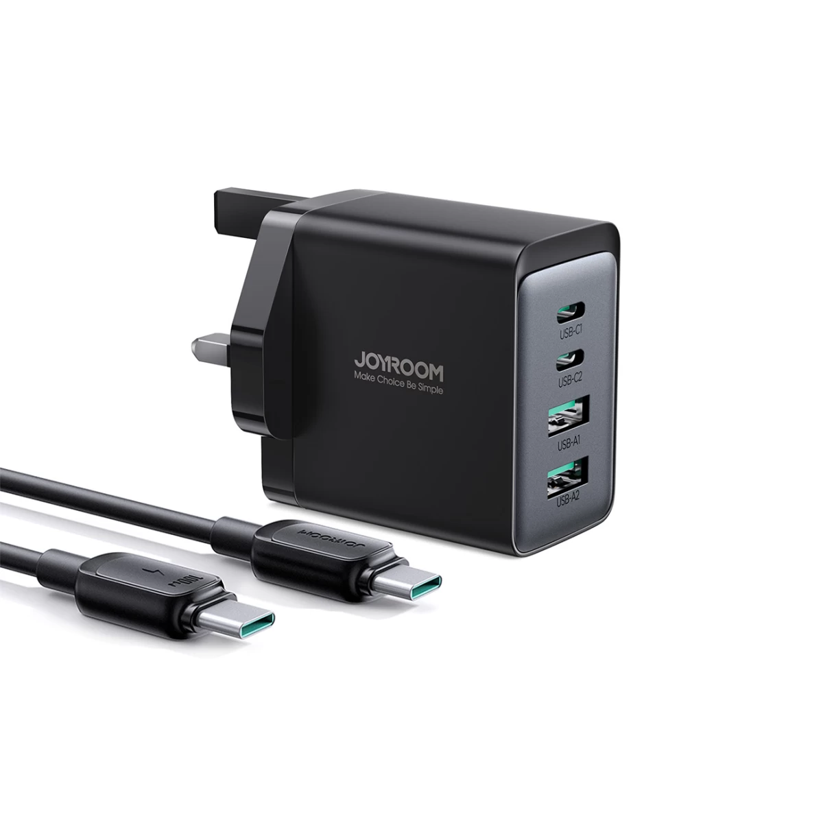 Gan Pd 67w Tinklo įkroviklis 2x Usb-c 2x Usb-a Jk Kištukas Juodas