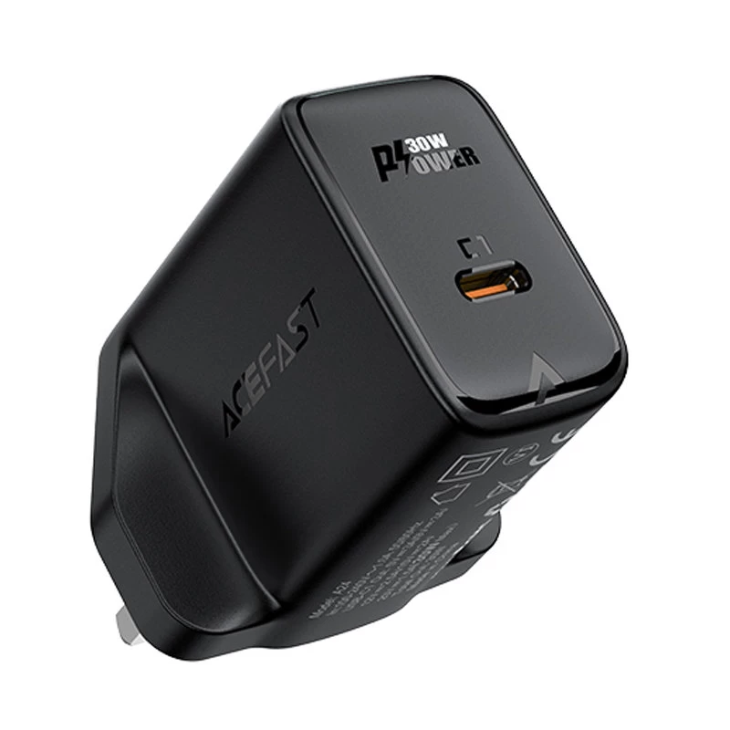 Gan Usb-c 30w Q3 3.0 Afc Fcp Uk Kištukinis Juodos Spalvos įkroviklis