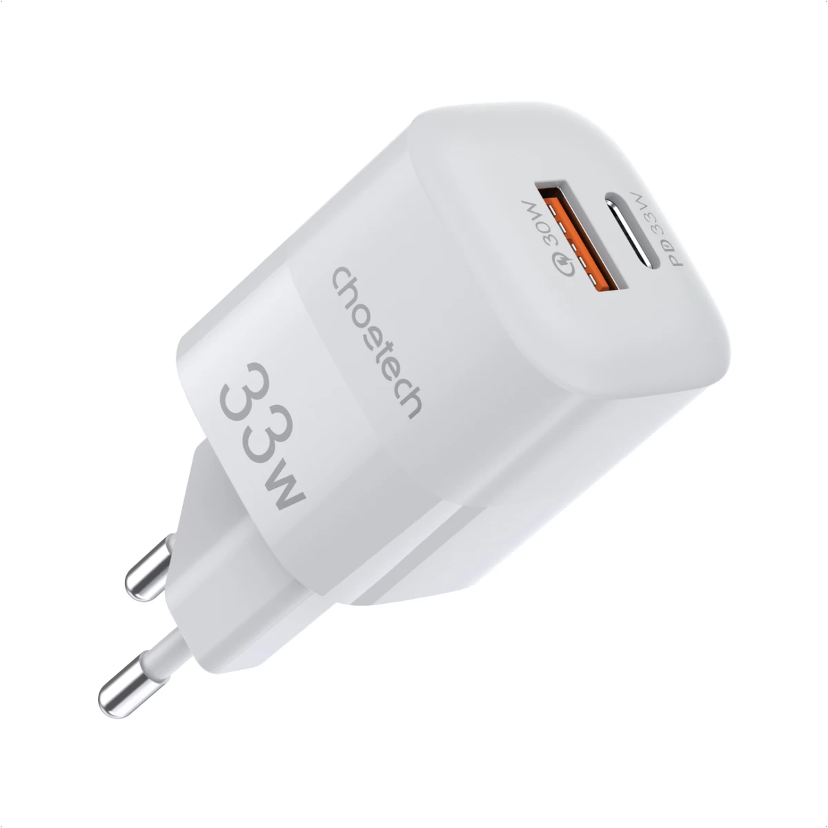 Gan Usb C Tipo Pd Qc 33w Greitasis įkroviklis Baltos Spalvos