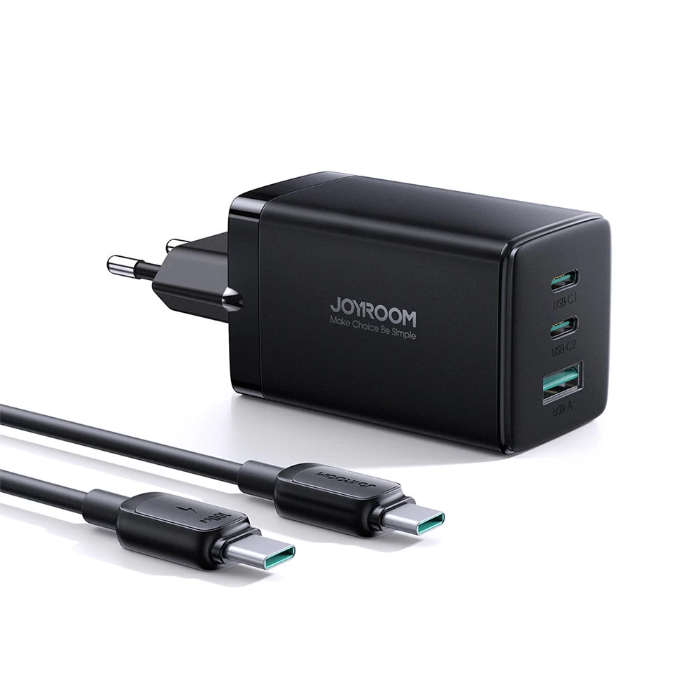 Gan Usb Greitasis įkroviklis 2x Usb-c + Usb-c Kabelis 1,2 M - Juodas