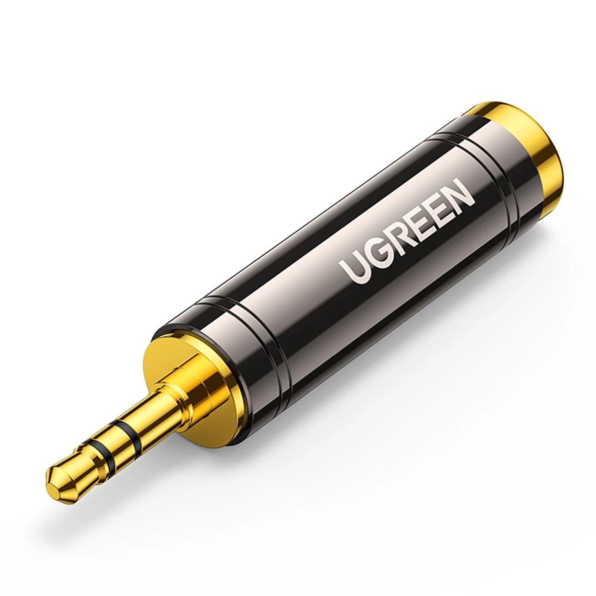 Garso Adapteris Iš 3,5 Mm (vyriškos) į 6,35 Mm Mini Lizdą (moterišką) Pilkos Spalvos.