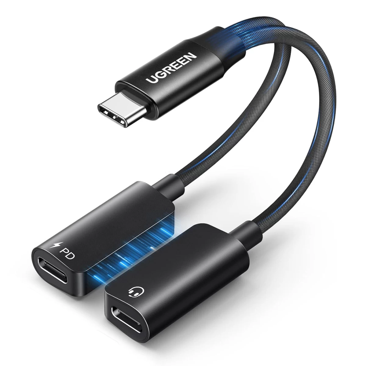 Garso Dalytuvo Adapteris 2in1 Usb-c Garso įkrovimui - Juodas