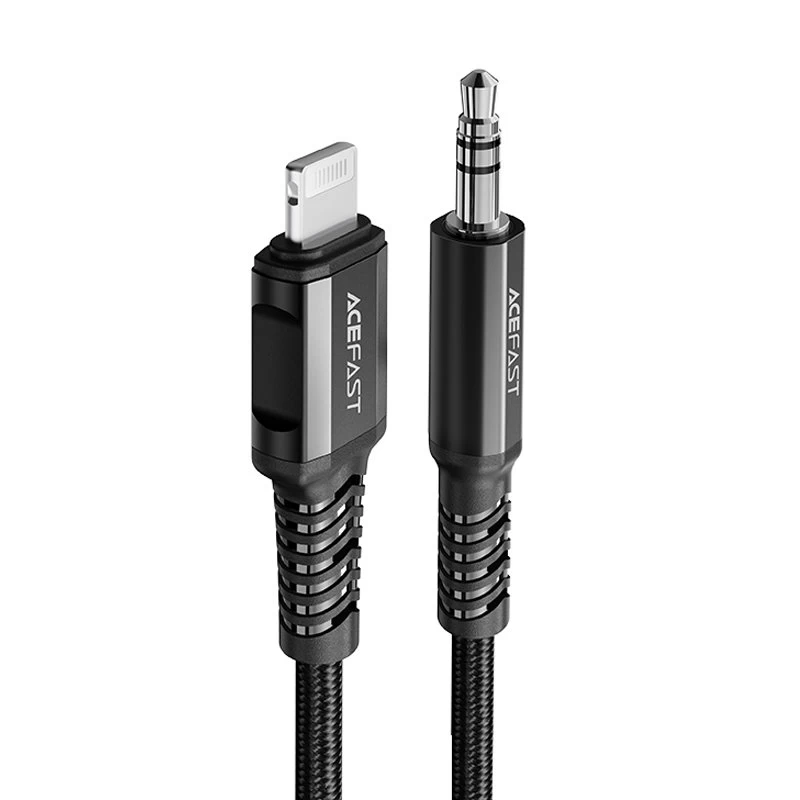 Garso Kabelis Aux į Iphone Mfi Lightning - 3,5 Mm Mini Lizdas 1,2 M Juodas