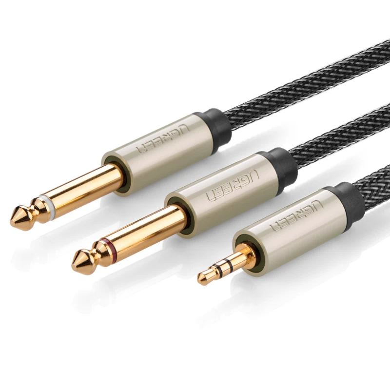 Garso Kabelis Mini Jack 3,5 Mm - 2 X Jack 6,35 Mm 2 M Pilkas