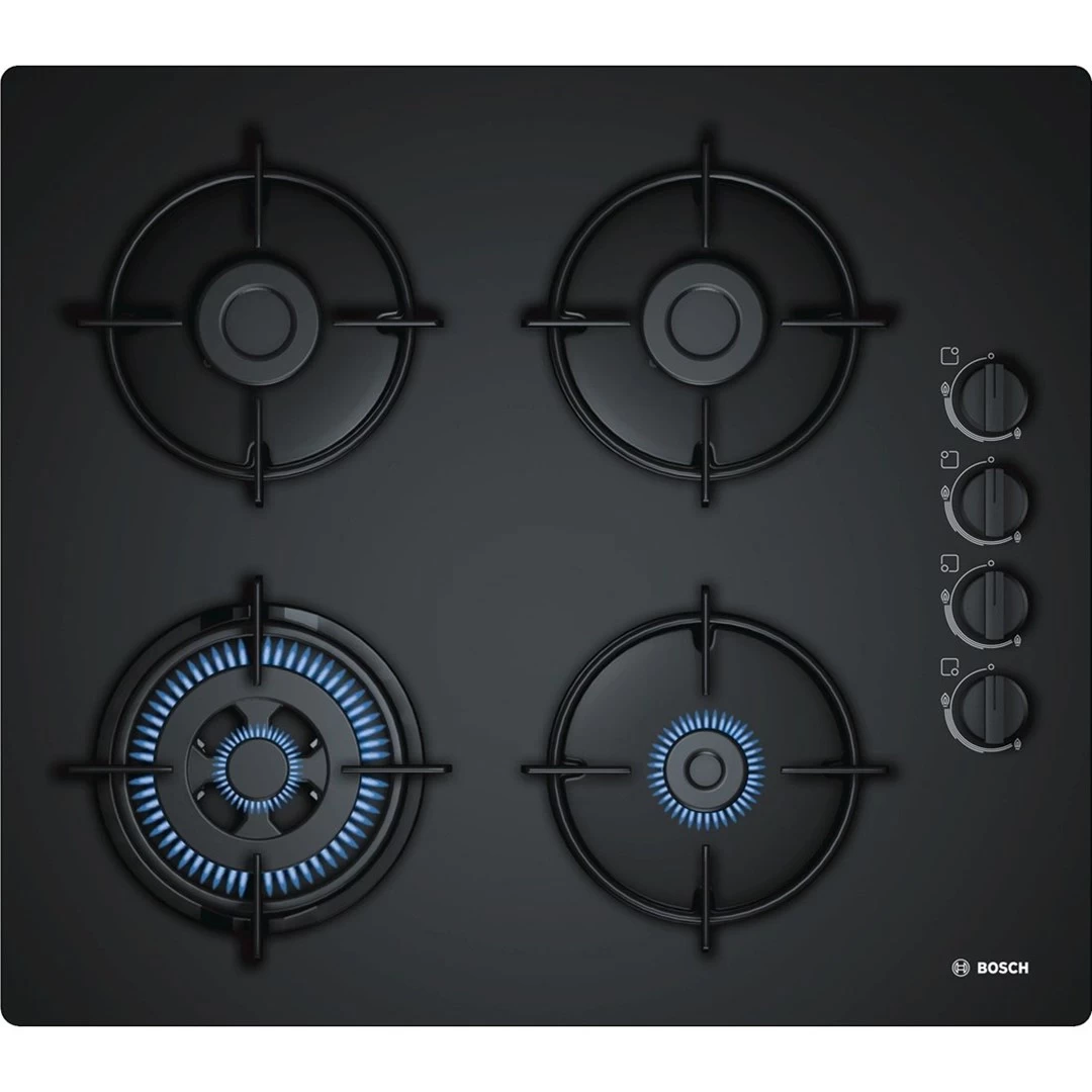 Gas cooktop BOSCH  POH6B6B10 (4 fields; black color)