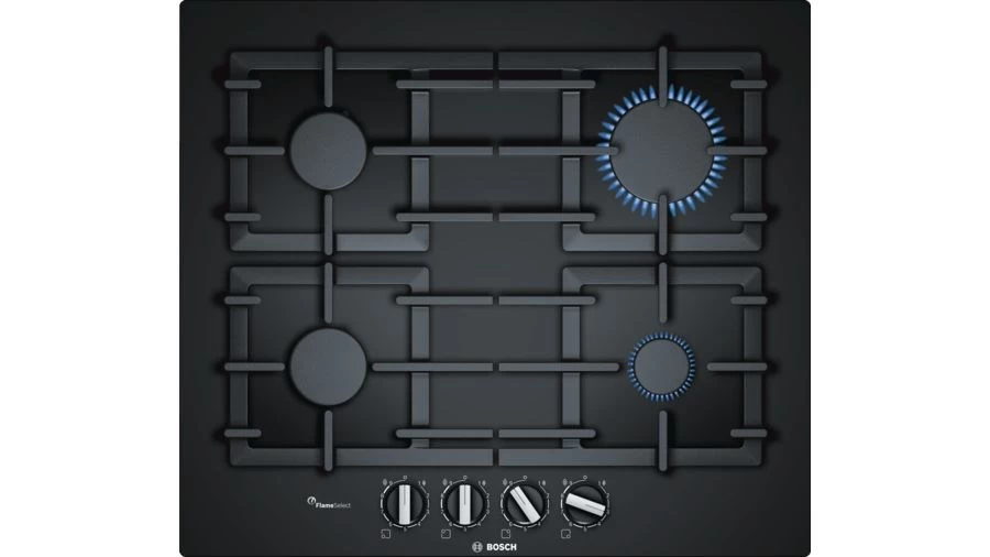 Gas cooktop BOSCH  PPP6A6B90 (4 fields; black color)
